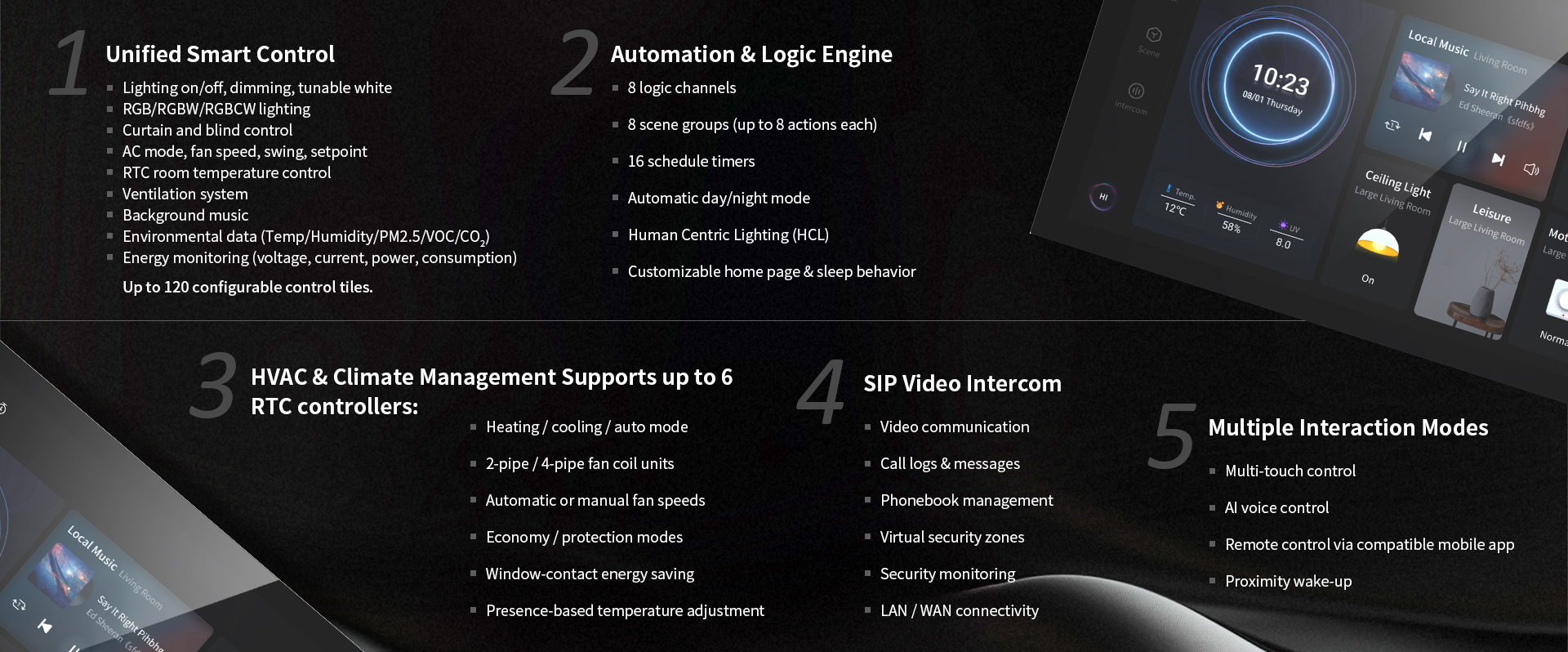 Brisdom KNX smart control panel with sleek design, full lamination, and anti-fingerprint coating